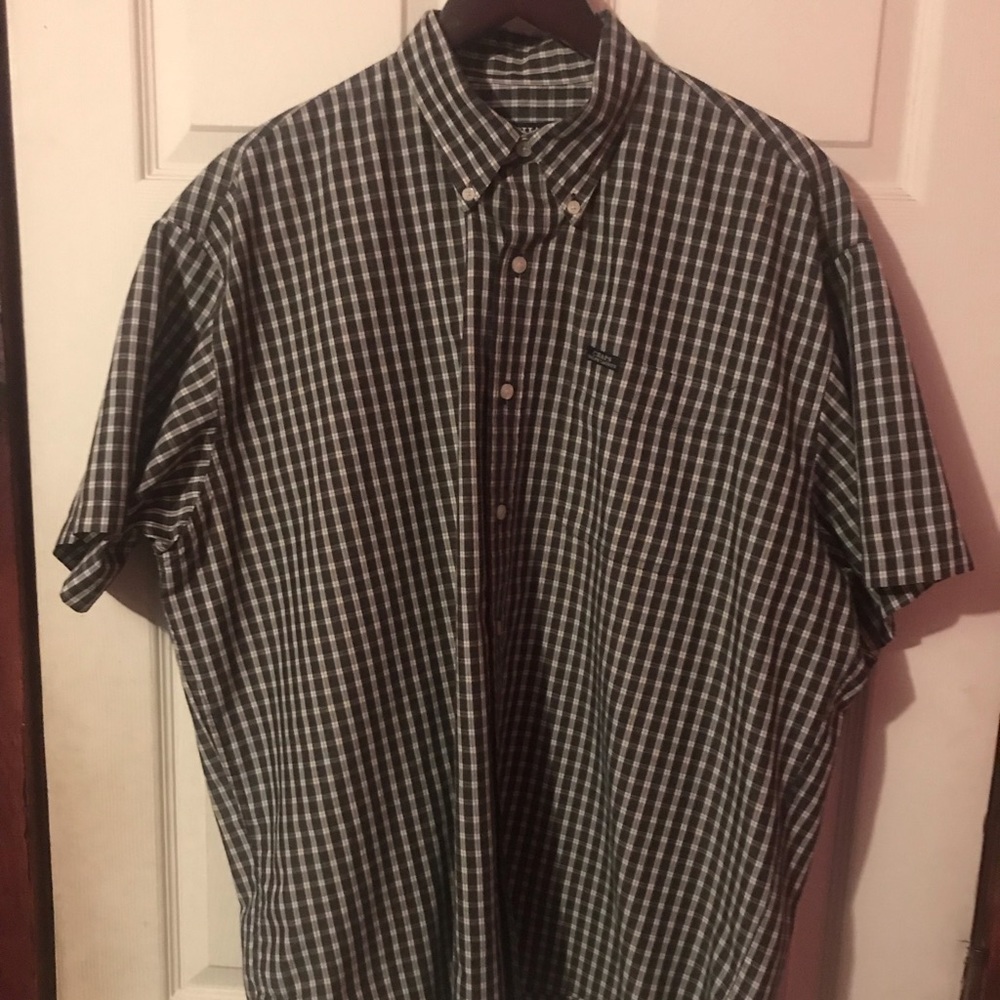 Chaps Multicolored Plaid Short Sleeve Button Down Mens XL